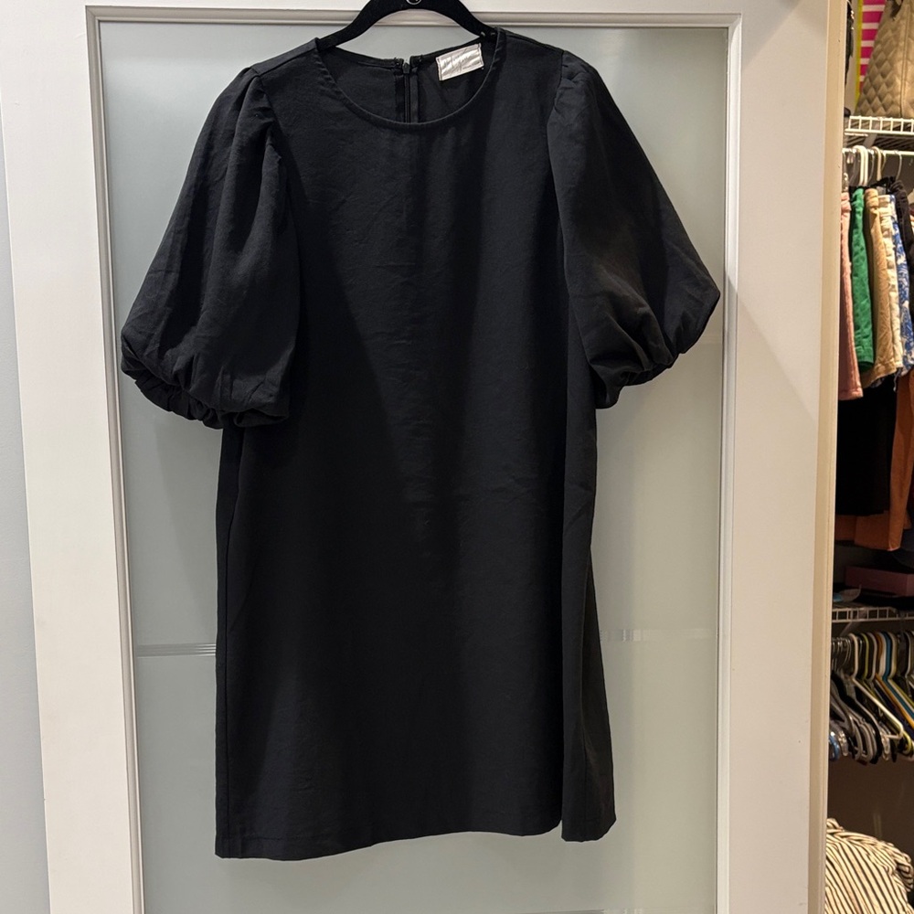 Chic Black Puff Sleeve Mini Dress